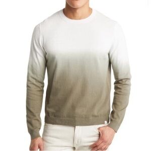BRAX Linen Cotton Green White Lightweight Knit Long Sleeve Pullover Sweater